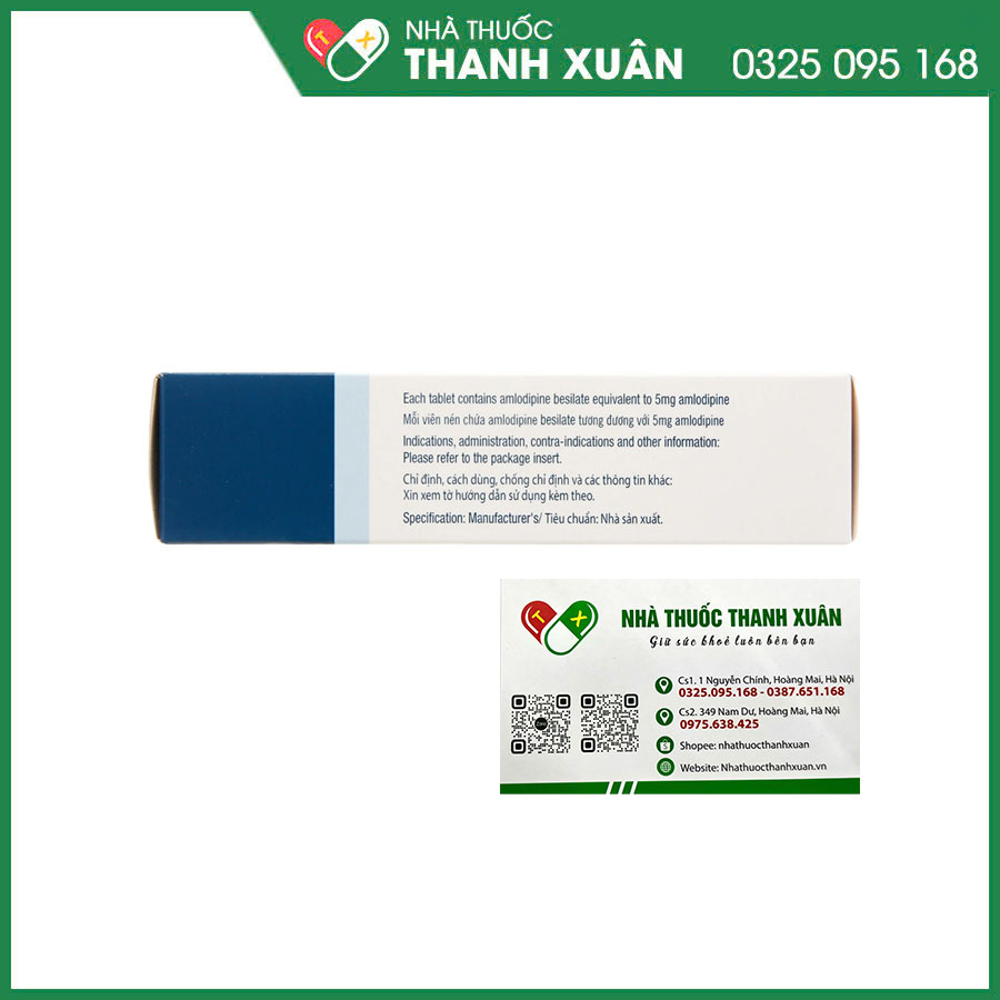 Amlor 5mg thuốc điều trị tăng huyết áp, bệnh mạch vành, đau thắt ngực ổn định mạn tính